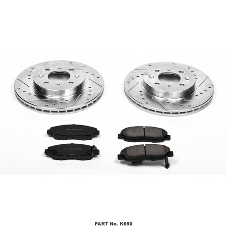 Powerstop BRAKE KIT UPGRADE Carbon Fiber Ceramic Brake Pads 1031 Inch Silver Zinc Plated CrossDrilled And S K690